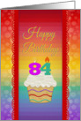 84 Years Old, Colorful Cupcake, Birthday Greetings card