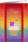89 Years Old, Colorful Cupcake, Birthday Greetings card