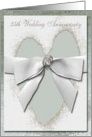 White Bow on Pastel Green Coral Heart, 35th Wedding Anniversary card