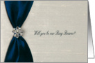 Blue Satin Ribbon with Jewel, Ring Bearer card