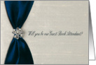 Blue Satin Ribbon with Jewel, Guest Book Attendant card