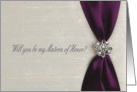 Plum Satin Ribbon with Jewel, Matron of Honor card