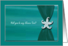 Starfish on Aqua Ribbon with Silver Trim, Flower Girl card