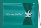 Starfish on Aqua Ribbon with Silver Trim, Maid of Honor card