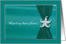 Starfish on Aqua Ribbon with Silver Trim, Matron of Honour card