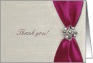 Thank you, To Mother, Pink Satin Ribbon with Jewel card