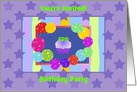 65th Birthday Party Invitation, Cupcake & Balloons with Stars card