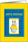 40th Birthday Cupcake on musical notes, Happy Birthday card