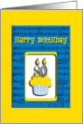 80th Birthday Cupcake on Musical Notes, Happy Birthday card