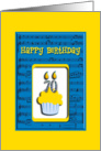 70th Birthday Cupcake On Musical Notes, Happy Birthday card