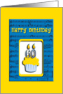 60th Birthday Cupcake On Musical Notes, Happy Birthday card