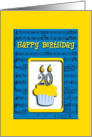 20th Birthday Cupcake on Musical Notes, Happy Birthday card