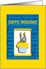 10th Birthday Cupcake on Musical Notes, Happy Birthday card