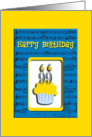 99th Birthday Cupcake on Musical Notes, Happy Birthday card