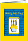 110th Birthday Cupcake on Musical Notes, Happy Birthday card