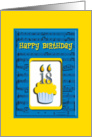 18th Birthday Cupcake on Musical Notes, Happy Birthday card