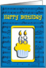 68th Birthday Cupcake with Musical Notes card