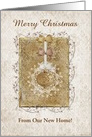 Christmas, New Home, Elegant Vintage Ornament, Custom Text card