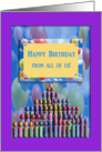 Happy Birthday from all of us, Balloons and Candles card