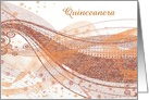 Quinceanera Invitation, Coral & Peach Glitter & Lace, Custom Text card