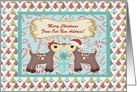 Kissing Reindeer, Candy Canes, Trees, New Address, Custom Text card