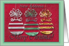 Three Ornaments, New Address, Merry Christmas card