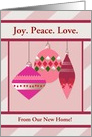 Joy. Peace. Love. Three Ornaments, Custom Text card