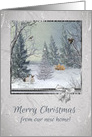 Animals in the Winter Forest, Tree with Star, Merry Christmas card