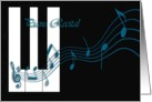 Piano Recital, Music notes on piano, Blue card