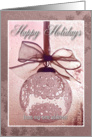 Pink Lace Ornament with Bow, Happy Holiday from our new address card