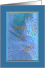 Fireworks, New Year Greetings, Blue card