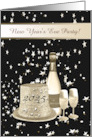 New Year’s Eve Party Invitation, Hat, Champagne & Glasses on Stars card