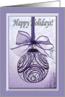 Purple Ornament, Happy Holidays, New Address card
