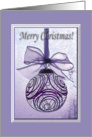 Purple Ornament with Bow, Merry Christmas, New Address card