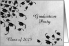 Caps in the Air, 2025 Graduation, Black and Silver, Graduation Party card