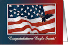 Eagle and Flag, Congratulations to Eagle Scout, Custom Text. card