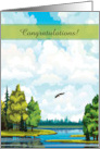 Beautiful Landscape with Eagle Flying, Congratulations to Eagle Scout card