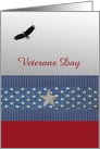 Eagle Flying on Silver Background & Big Silver Star, Veterans Day card