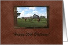 Happy 50th Birthday, Friendly Welcome from Horses, Custom Text card