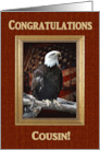 Congratulations, Cousin, Proud Eagle with Flag card