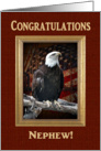 Congratulations, Nephew, Proud Eagle with Flag card