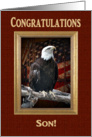 Congratulations, Son, Proud Eagle with Flag card
