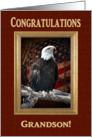 Congratulations, Grandson, Proud Eagle with Flag card