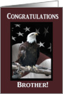 Congratulations, Brother, Proud Eagle with Flag card