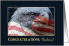 Congratulations, Godson, Eagle with Flag in the Clouds card