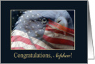 Congratulations, Nephew, Eagle with Flag in the Clouds card
