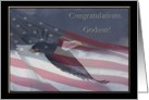 Congratulations Eagle Scout, Godson, Flying Eagle & American Flag card