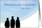 Graduation Commencement, Female Graduates looking into Clouds card