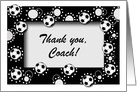 Thanks to Soccer Coach, Black, White, and Gray, Custom Text card