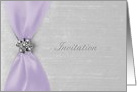 Wedding Invitation, Iris Lavender Satin Ribbon with Jewel card